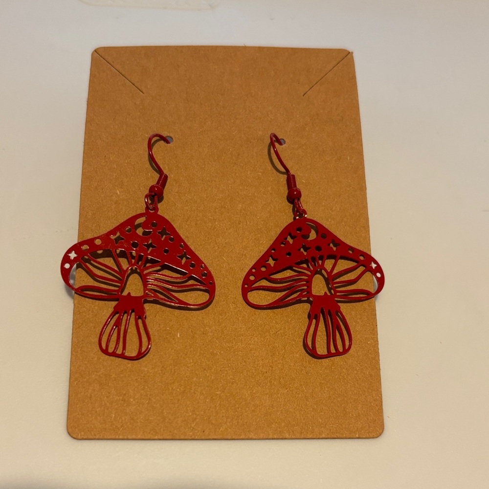 Fashion Jewelry Red Mushroom Dangle Earrings